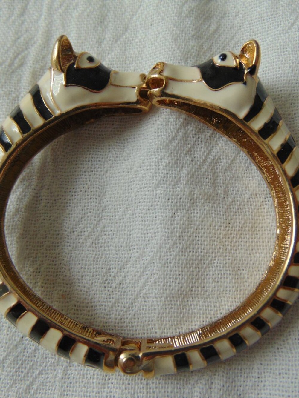 vintage double Zebra enamel clamp bangle bracelet